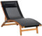 Outsunny Ergonomic Patio Lounge Chair Wooden Outdoor Chaise w/ 3 Adjustable Back and Removable Headrest Pillow for Garden Black
