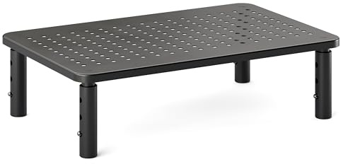RICOO Rehausseur Écran FS081-B Support Moniteur PC Bureau en Hauteur Réglable avec Ventilationsbohrungen pour Ordinateur PC 37 x 23,5 x 14 cm Noir