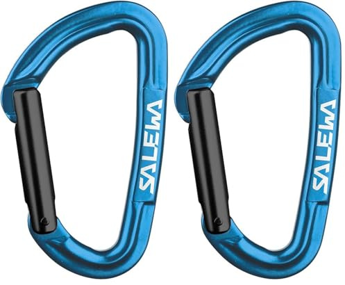 SALEWA Unisex – Erwachsene HOT G3 Straight Carabiner, Blue, normal (Packung mit 2)