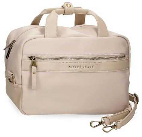 Pepe jeans Joumma Bags Morgan Casual Tagesrucksack, Reisetaschen, beige und schwarz, Kunstleder für Damen, beige, Talla única, Umhängetasche