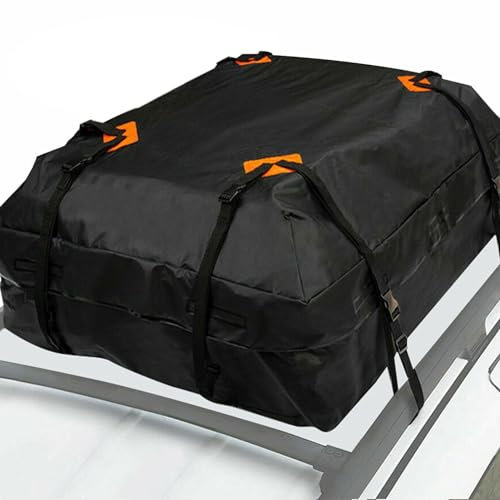 Sac de toit de voiture, coffre de toit de voiture, sac de rangement universel en tissu Oxford 425L 420D imperméable durable avec 8 larges sangles et boucles pour le camping, les voyages en plein air