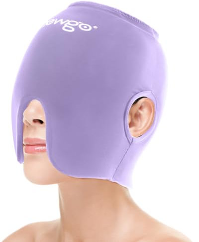 NEWGO Masque en relief, anti-migraine, pour soulager le stress, pour les yeux gonflés, soulage les maux de tête et les maux de tête (violet)