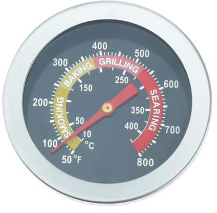 DRELD Thermomètre de barbecue analogique en acier inoxydable - 10-400 °C - Thermomètre à gaz pour tous les barbecues au charbon de bois, barbecue, four, fumoir, four et chariot de barbecue
