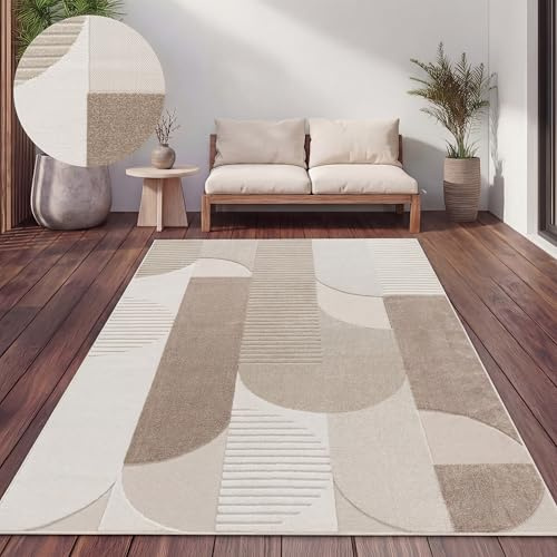 Paco Home Matta För Inomhus Och Utomhus Terrass Balkong Matta Kök Skandinaviska Boho Enfärgad, Storlek:160x220 cm, Färg:Beige 2
