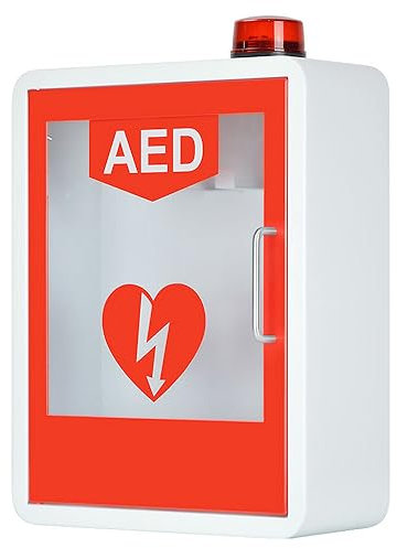 Defibrillatore Defibrillatore Defibrillatore da parete in acciaio con allarme per defibrillazione cardiaca con chiave di primo soccorso, per casa, ufficio, infermieristica, autobus, adatto alla