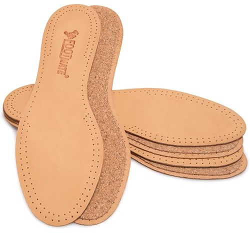 FOOT MATE Innersulor i läder med naturkork 3 par - skoinlägg svettiga fötter - antisvett skosulor - lädersulor för skor