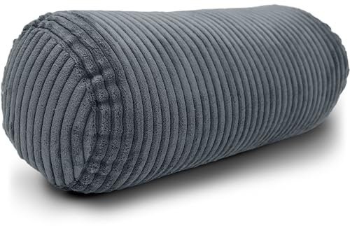 Amilian Nackenrolle mit Bezug 40x15 cm – Cord Kissen mit Füllung – Waschbar – Für Erwachsene & Kinder – Ideal für Nacken (Nebelklang, 40 x 15 cm)