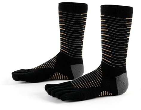 Fjquamitix CooLmax Calzini con dita per uomo e donna, ad alte prestazioni, per corsa, atletica, con cinque dita, per sport all'aria aperta, Nero , M