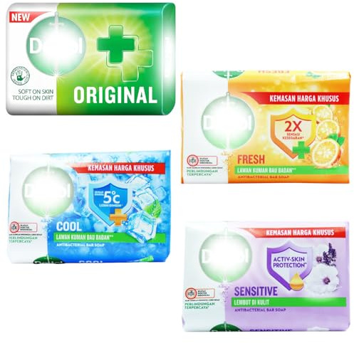 Soap Bar Bundle 4 Pack 100g Each Original, Sensitive, Cool & Fresh Antibacterial Soap Bars for Daily Skincare & Hygiene Long Lasting Protection Against Germs, Gentle on Skin