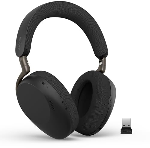 Jabra Evolve3 85 Trådlöst Headset med Aktiv Brusreducering, Svart | För Mötesappar, USB-A Bluetooth-adapter, AI-Mikrofon, Bluetooth 5.3