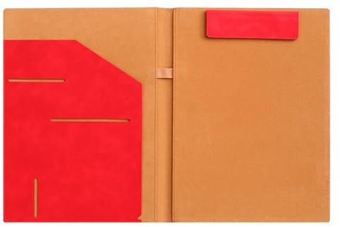 Carpeta de piel con 4 carpetas de negocios, portapapeles con cierre para oficina