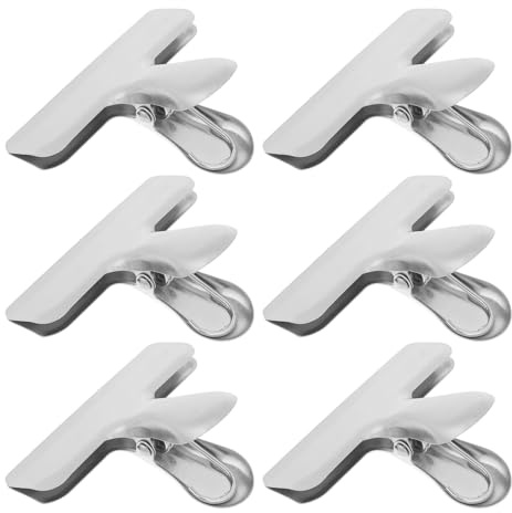 NUOBESTY Clips de Fermeture Paquet Acier Inoxydable Pinces Alimentaires 6 Pièces pour Rangement Aliments Frais la Cuisine Bureau Collations Ingrédients