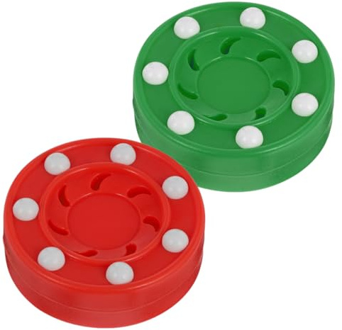 DOITOOL Discos de Hockey sobre Patines Reutilizables, 2 Piezas, Tamaño Pequeño, Colores Rojo y Verde, Resistentes la Fricción, para Entrenamiento y Práctica Deportiva en