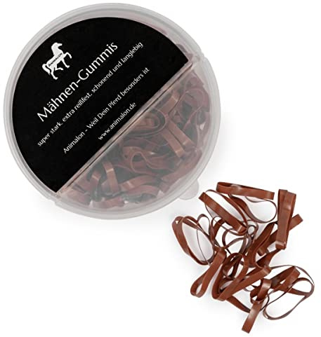 Animalon - Gomas de silicona para crines | gomas trenzadas para caballo | trenzado suave con gomas resistentes | Accesorio ideal para caballos (300 unidades, marrón)