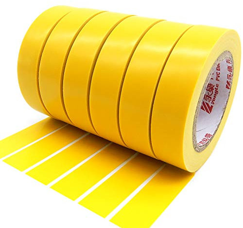 ALBOYI Isolierband Gelb 6 Rollen, 15mm x 15m Elektro-Isolierband Selbstklebendes, PVC Isolierband für Isolieren, Reparieren, Bündeln von Kabeln