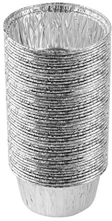 PLASTICPRO 3.5'' Inch Round Ramekins Muffin Cups Tin Foil Cupcake Pans Disposable Aluminum, Freezer & Oven Safe Pack of 50