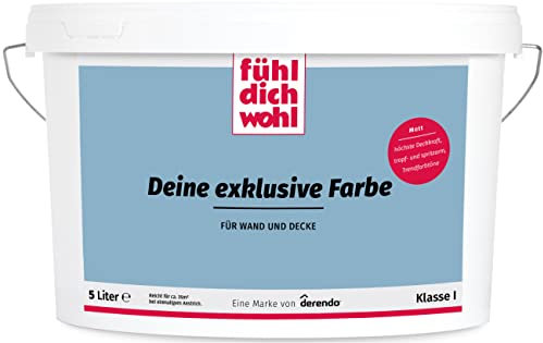 Fühl Dich Wohl Deine Farbe blau, matte Wandfarbe blau, hohe Deckkraft, verschiedene Blautöne zur Auswahl (5L, Antikblau)