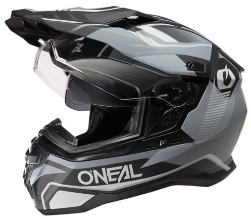 O'NEAL | Motorradhelm | Enduro Touring Adventure Street | Guter Fit, Pinlock und Bluetooth fähig, integrierte Sonnenblende | D-SRS Helmet Square V.22 | Erwachsene | Schwarz Grau | Größe M