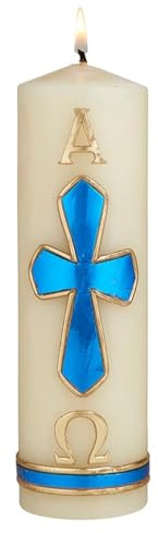 CB Church Supply Devotional Candles Hand Decorated Family Prayer Candle by Will & Baumer, 8-Inch, Alpha & Omega
