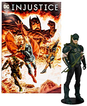 McFarlane Toys - Figura Green Arrow de 17,8 cm - Figuras DC Multiverse - Juguetes Batman - Dibujos Animados Batman - Coleccionables en el Interior - 22 Piezas Móviles - Tarjeta de Arte Coleccionable