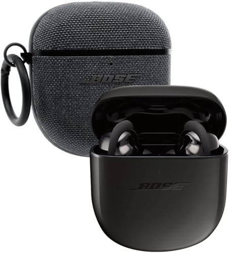 Bose QuietComfort Earbuds II Bundle with Fabric Storage Case Cover, Wireless, Bluetooth, Noise Cancelling in-Ear Headphones with Personalized Noise Cancellation & Sound, Triple Black