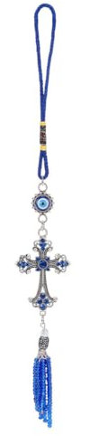 WEBEEDY Böser Auge Auto Hängen Ornament Kreuz-Anhänger Türkisch Blau Evil Eye-Auto-Charms Perlen Schützende Wanddekoration Für Zuhause, Für Auto, Rückspiegel, Fenster Zurück zur Schule