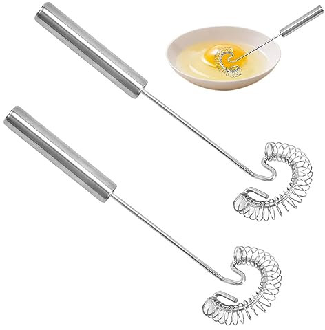 2 frusta a spirale, in acciaio inox, mini scopa a spirale, per frullatore e utensili da cucina, lavabile in lavastoviglie (argento)