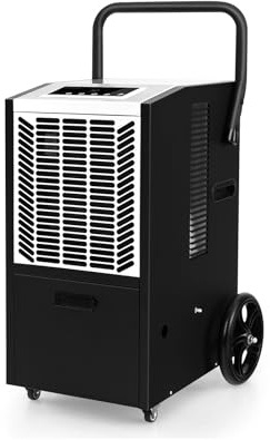 GOPLUS Luftentfeuchter 66 L/Tag, Bautrockner für Lager, Keller, Industrie Trocknungsgerät mit 24H Timer, Ablaufschlauch, Pumpe & Digitalanzeige, Automatische Abschaltung (Weiß, 41 x 44 x 81,5 cm)