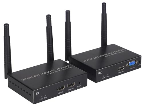 EXVIST Kits émetteur-récepteur HDMI sans Fil VGA 100 M 1080P avec Boucle HDMI et VGA, jusqu'à 328 Pieds, Prise en Charge IR, adapté pour Ordinateur Portable, PC, Youtube, PS4 vers HDTV ou projecteur