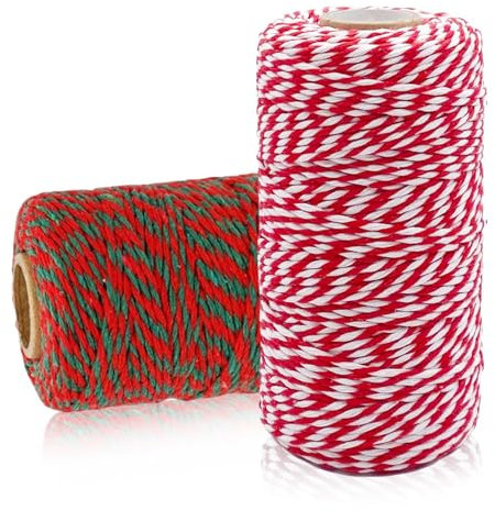 ZOSIGN 2 Rotoli Spago Natalizio Cordoncino, 2mm 100m Spago Verde Rosso Natale, Cordoncini Decorativi Spago Natalizio, per Confezioni Regalo, Artigianato, Giardinaggio, Decorazione