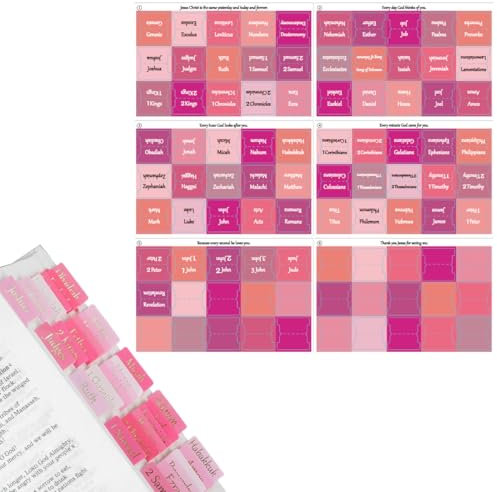 UEIOAVL Register-Reiter, 1 Packung mit 90 Bibeletiketten für Frauen rosafarbene Bibeletiketten zum Studium des Alten und Neuen Testaments mit leeren laminierten Bibeletikettenseiten