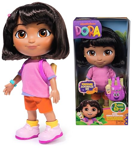 Dora l'Esploratrice, Bambola Canta ed Esplora con Musica, Effetti Sonori, Frasi Bilingue, Abiti e Accessori per Bambole, Giocattoli per Bambine e Bambini, 3+ Anni