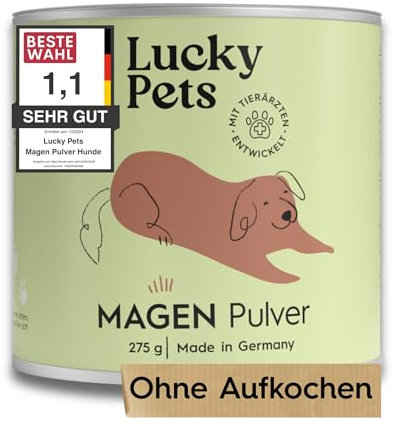 Premium Magenpulver 275g I Ulmenrinde für Hunde I Made in Germany I Ohne Aufkochen sofort verzehrfertig I Slippery Elm Bark I Darmflora aufbauen I Lucky Pets
