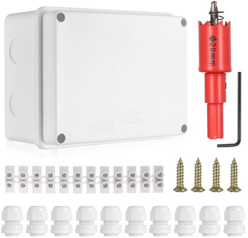 Aoyfuwell Anschlussdose IP65 wasserdicht, Elektro-Verteilerdose (weiß), Oberflächenmontage, ABS-Kabeldose für die Steuerung von Elektroanschlussdosen - 150x110x70 mm