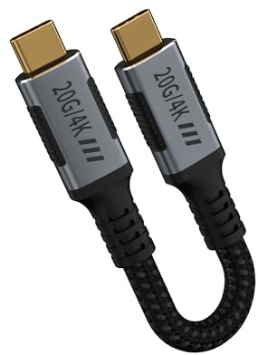 KMMXXCPM 6 tum USB C 3.2 Gen 2-kabel 0,5 fot kompatibel med Thunderbolt 3-kabel, 20 Gbps dataöverföring med hög hastighet, USB typ C 240 W PD3.1 snabbladdning, USBC 4K @120 Hz video för skärm, skärm