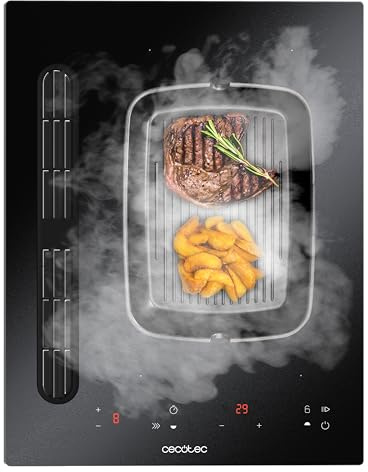 Cecotec Table à Induction Bolero Squad IH 2200 FullFlex ShieldGlass | Plaque de Cuisson avec Hotte Intégrée, 2 Zones Individuelles ou Zone Flex, 9 Niveaux, Aspiration 500 m³/h avec 4 Vitesses