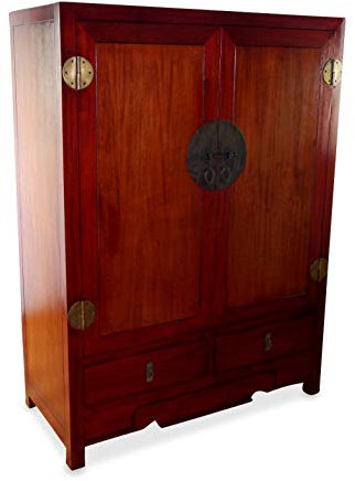 livasia Chinesischer Hochzeitsschrank – 110x50x150cm – Chinesische Kommode aus Mahagoni | Sideboard Asiatisch | Highboard der Marke Asia Wohnstudio | Massivholzkommode (Handarbeit)