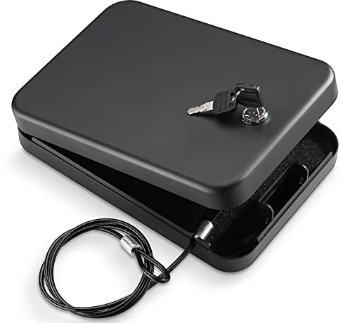 Younion Pistol Safe, Portable Travel Gun Safe,Handgun Lock Box, Gun Safes for Cars, Black