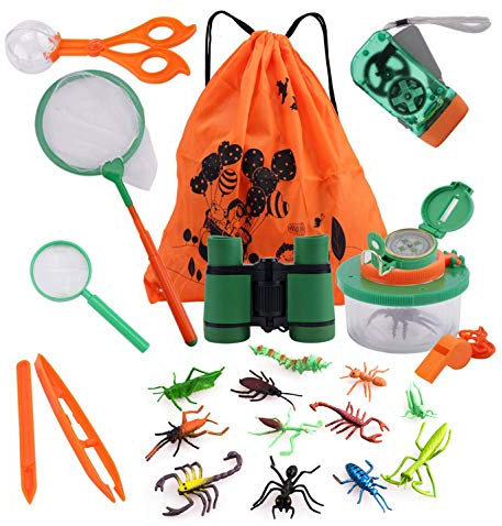 COSORO 18 Pack Kids Outdoor Explorer Kit-Kids Adventure Kit Fun Toys Educational Toys Gift Toys For 6-10 Years Old Boys Girls Birthday Xmas Present,Kids Binoculars Set For Camping Hiking Pretend Play