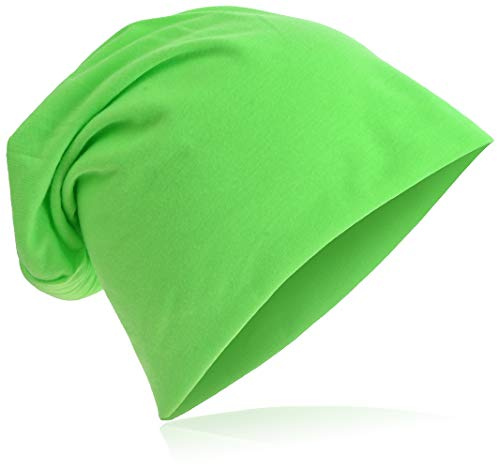 Jersey slouch beanie, lång mössa, unisex, enfärgad, herr, dam, standardstorlek och XX (XXL, gräsgrön)