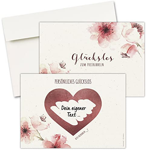 CherryCards Rubbelkarten, Glückslose,8er-Set, inklusive Umschläge, Kirschblüten-Design