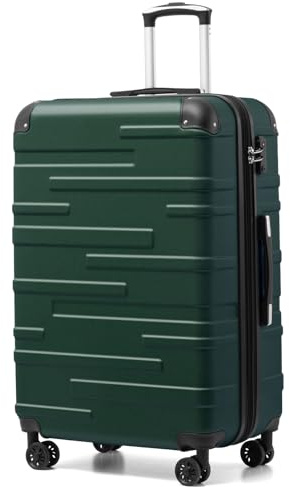 COOLIFE Hard Shell Suitcase with TSA Lock and 4 Spinner Wheels Lightweight Durable (Dark Green, L(77cm 93L))