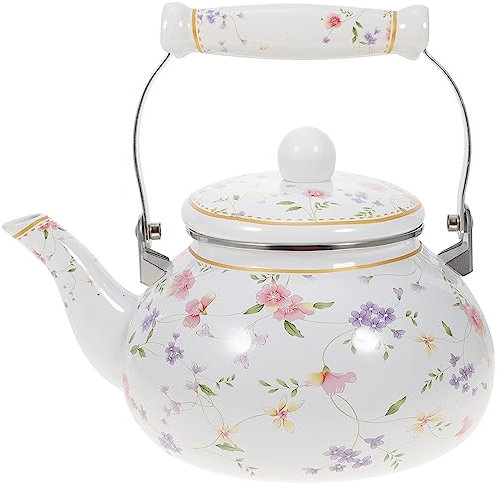OUNONA Wasserkessel Emaille Teekessel Retro Wasserkocher: 2.5L Gasherd Camping Kaffeekanne Vintage Wassertopf Antike Teekocher Wasserkocher Nostalgie Teekocher Wasserkrug für Induktionsherd