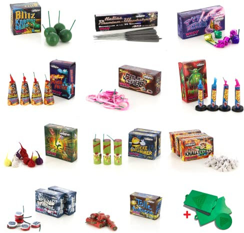 AKTIVHANDEL 270-teiliges Superhero Jugendfeuerwerk Set mit Knallteufeln und Wunderkerzen, Kinder Knaller Silvester, Kat F1 Feuerwerk inkl. Einkaufswagenchip