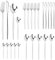 24 Piezas Juego de Cubiertos Acero Inoxidable Cuberterias Completas 6 Personas con Cuberteria Tenedores Cuchillo Cuchara Acabado Pulido Brillante Apto para Lavavajillas | Plata