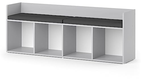 Vicco Banc Enfant Luigi », Gris Clair, 142,4 x 53,4 cm, 4 Compartiments, idéal pour la Chambre d'enfant, pour Un Rangement Simple et Fonctionnel