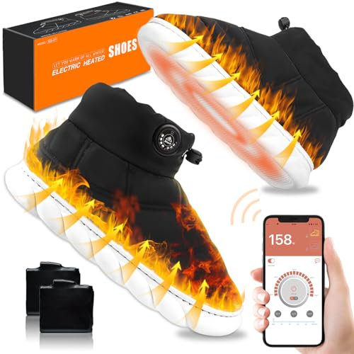 ZONSUSE Beheizbare Schuhe Herren Damen,Elektrische Heizschuhe mit APP Steuerbar,Fußwärmer Elektrisch,7.4 V 6000 mAh Akku,Eu Adapter,3 Heizstufen, Geschenke für Frauen Männer Mama Papa (42-43)