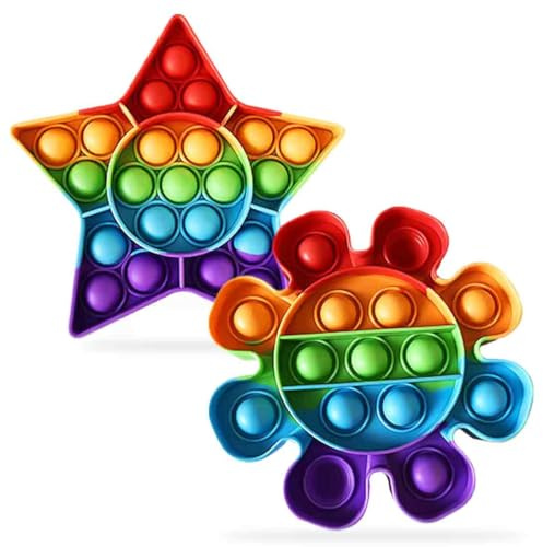 GVEYIQK 2 Pcs Push and Pop Bubble Sensory Fidget Toy, Squeeze Sensory Toys, Silicone Antistress Ansia Sollievo Giocattoli, Gioco Antistress Rilassante per Adulti e Bambini