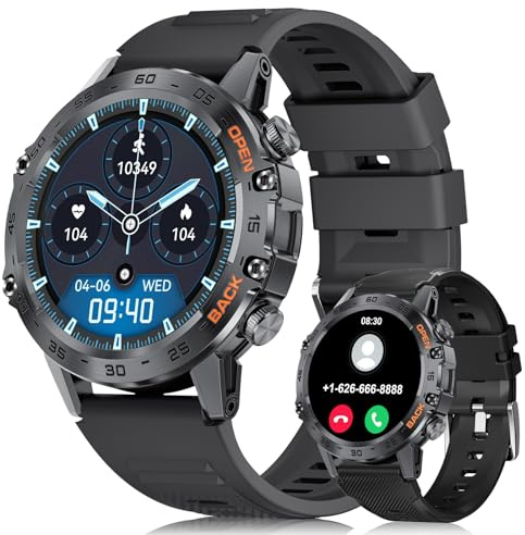 LIGE Montre Connectée Homme, 1.39 Smartwatch avec Fréquence Cardiaque, Tension Artérielle, SpO2, Durée du Sommeil, 300+ Cadran, 100+ Sports Fitness Watch pour Android iOS, IP67, Noir Graphite