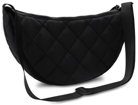 APOMOONS Umhängetasche Damen Gross Crossbody Bag Groß Gesteppte Tasche Halbmond Tasche Sling Bag Moon Large Half Moon Große Taschen Schultertasche, Schwarz